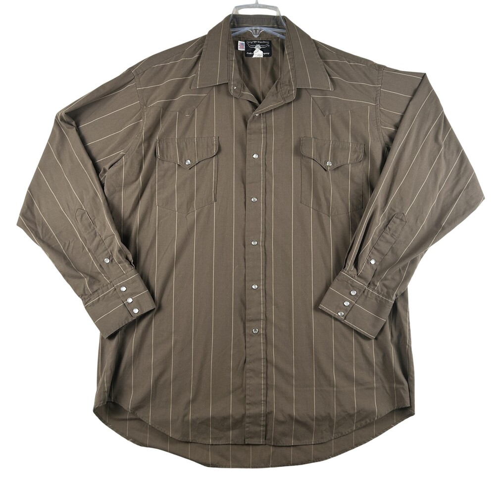 Vintage Flying R Ranchwear Shirt Mens XL Stripe Long Sleeve Western Snap USA 90s